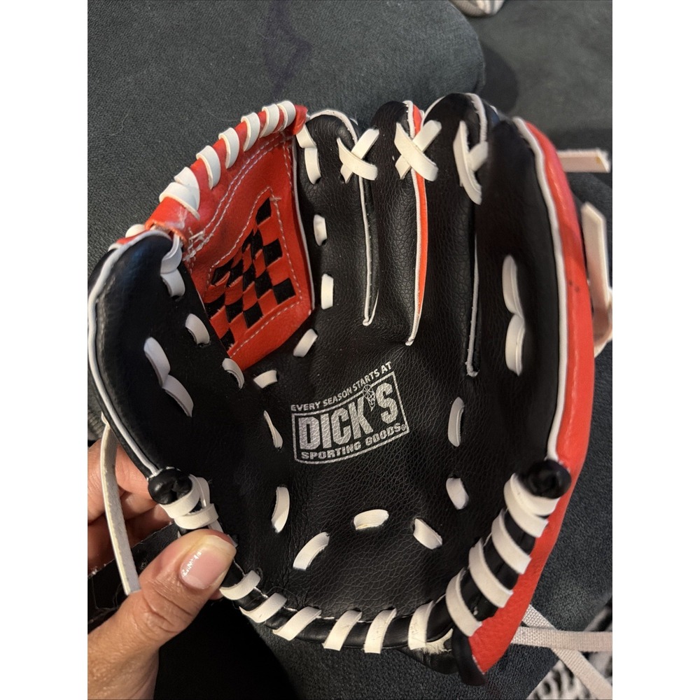 Dick's Sporting Goods Youth Black & Red T-Ball Glove Baseball Softball Tee-Ball